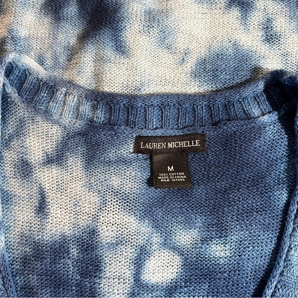 Lauren Michelle Sleeveless Duster Long Sweater vest Cardigan blue Tie Dye Medium - Picture 4 of 7